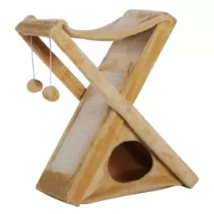 PawHut Folding Cat Tree Activity Tower w/ Scratching Post - Yellow