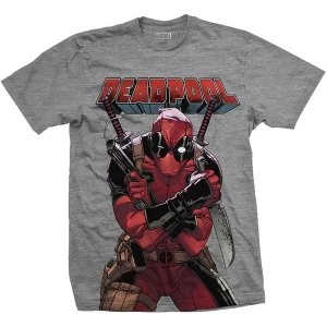 Marvel Comics - Deadpool Big Print Unisex Small T-Shirt - Grey