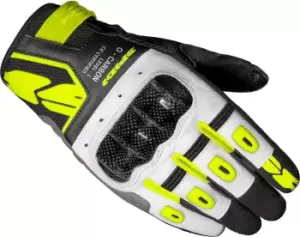 Spidi G-Carbon Ladies Motorcycle Gloves, black-white-yellow, Size XL for Women, black-white-yellow, Size XL for Women