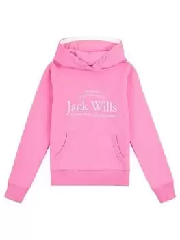 Jack Wills Girls Script Hoodie - Sachet Pink, Size Age: 15-16 Years, Women