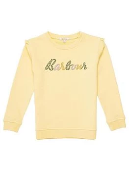 Barbour Girls Lyndale Frill Sweat Top - Primrose Yellow, Primrose Yellow, Size Age: 10-11 Years, Women