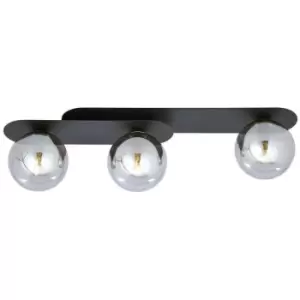 Emibig Plaza Black Globe Ceiling Light with Graphite Glass Shades, 3x E14