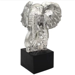 Silver Art Elephant Bust Figurine By Lesser & Pavey