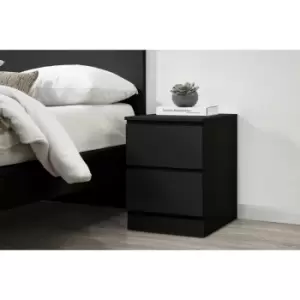 Oslo 2 Drawer Bedside Black - Black