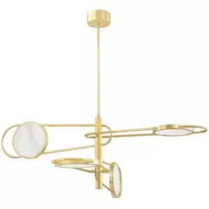 Jervis 4 Light Pendant Brass, Alabaster