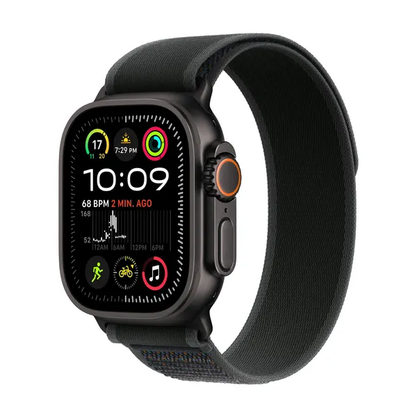 Apple Watch Ultra 2, 49mm, Black Titanium Case, GPS + Cellular [2024] - Black Trail Loop - S/M