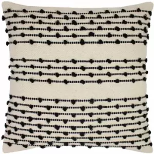 Mossa Knotted Loop Stitch 100% Cotton Cushion Cover, Natural/Black, 45 x 45cm - Furn