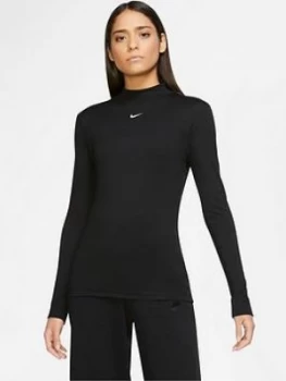 Nike Nsw Mock Neck Ls Top, Black, Size L, Women