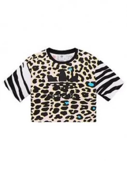 Adidas Originals Girls Crop Tee - Animal Print