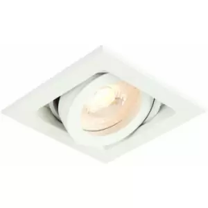 Loops - Single Square Adjustable Head Ceiling Spotlight White GU10 50W Box Downlight