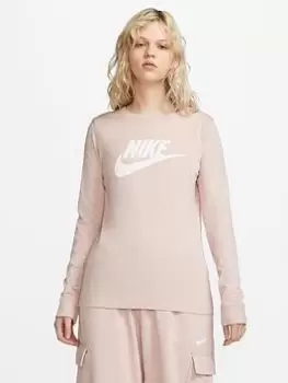 Nike NSW Essential Icon Futura Long Sleeve Top - Light Pink Size XS Women