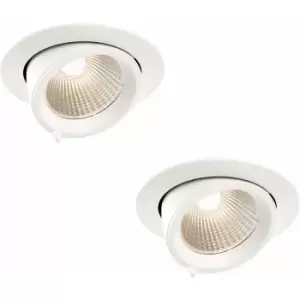 2 pack Fully Adjustable Ceiling Downlight - 30W Warm White LED - Matt White