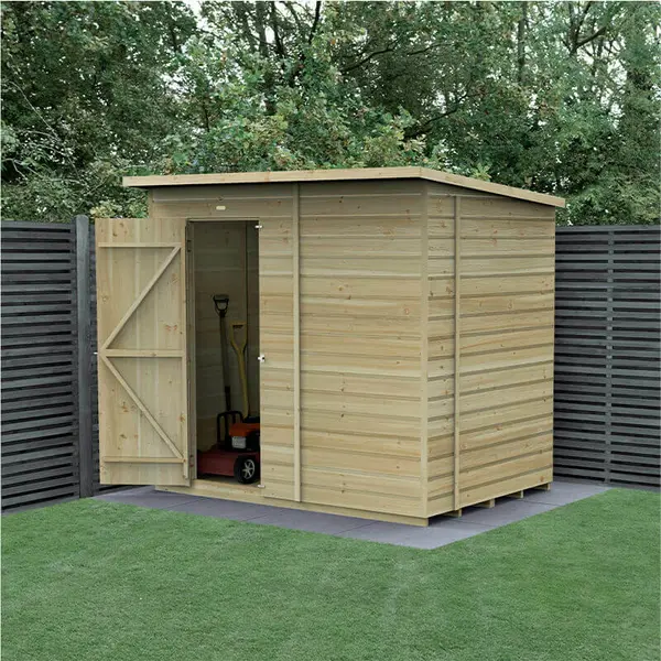 7' x 5' Forest Beckwood 25yr Guarantee Shiplap Pressure Treated Windowless Pent Wooden Shed (2.26m x 1.7m)