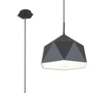 Single Pendant, 1 Light Adjustable E27, Graphite, White Inner