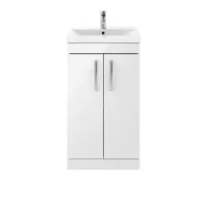 Nuie Athena 500 Floor Standing 2-door Vanity & Mid-edge Basin - Gloss White