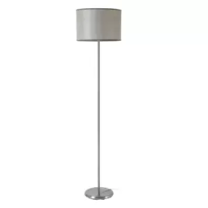 Premier Housewares Forma Floor Lamp in Chrome Effect with Grey Waffle Effect Shade