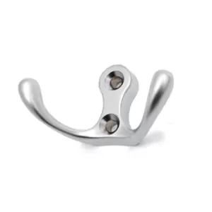 GTV Small Double Coat Hanger Hook Door Wall Bath CK24 Model - Colour Aluminium,