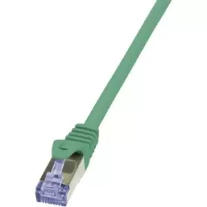 LogiLink CQ3015S RJ45 Network cable, patch cable CAT 6A S/FTP 25.00cm Green Flame-retardant, incl. detent