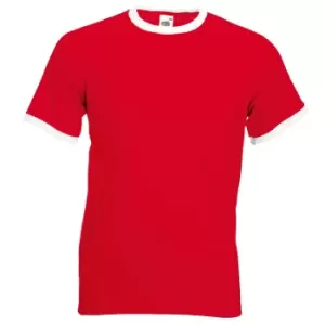 Fruit Of The Loom Mens Ringer Short Sleeve T-Shirt (2XL) (Red/White)