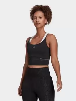 adidas Hiit 45 Seconds Crop Tank Top, Black, Size L, Women