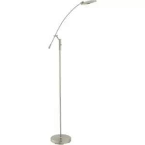 Loops - Adjustable Arched Floor Lamp Satin Nickel Tall Standing Curved Arm Reading Light