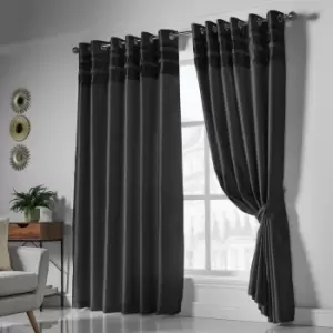 Isabella Rose Denver Lined Eyelet Curtains - Black - 167cm (66") X 229cm (90") TJ Hughes