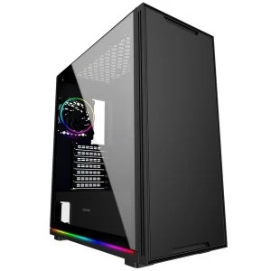 GameMax Trooper Mid Tower 2 x USB 3.0 Tempered Glass Side Window Panel Black Case with Addressable RGB LED Lighting