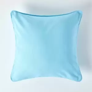 HOMESCAPES Cotton Plain Blue Cushion Cover, 30 x 30cm - Blue