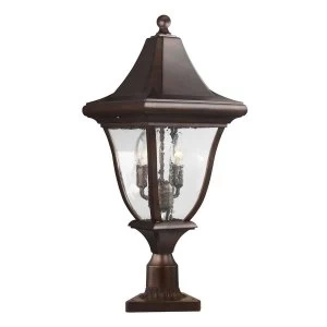 3 Light Medium Outdoor Post Lantern Bronze IP44, E14