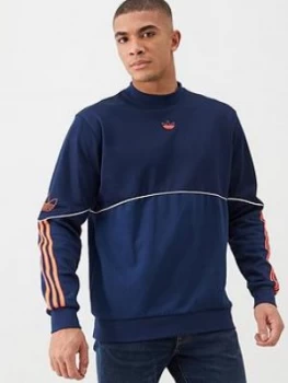 adidas Originals Outline Crew Neck Sweat - Navy, Night Indigo, Size L, Men