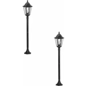 2 PACK IP44 Outdoor Bollard Light Black & Silver Lantern 1200mm Post 60W E27