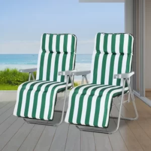 Outsunny 2 PC Folding Sun Reclining Chairs W/ Cushions