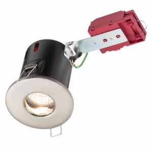 KnightsBridge IP65 GU10 50W 230V LED IC Fire Rated Fixed Shower Downlight - Brushed Chrome