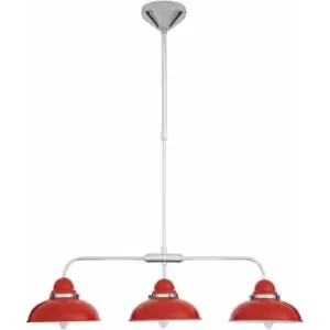 Premier Housewares - Jasper Red and Chrome 3 Light Pendant Light