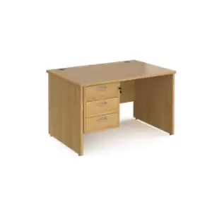 Office Desk Rectangular Desk 1200mm With Pedestal Oak Top And Panel End Leg 800mm Depth Maestro 25 MP12P3O