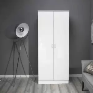 FWStyle White Gloss Modern 2 Door Wardrobe