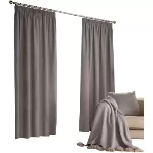 Furn Harrison Pencil Pleat Faux Wool Curtains (Pair) (168x183cm) (Grey) - Grey