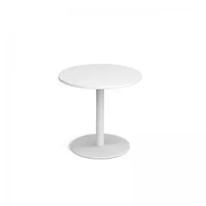 Monza circular dining table with flat round white base 800mm - white