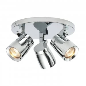 3 Light Bathroom Adjustable Spotlight Chrome, Clear Glass IP44, GU10