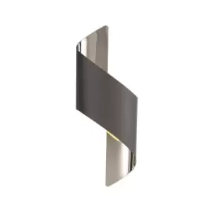 Luminosa Wall Lamp Small, 1 x 8W LED, 3000K, 640lm, Anthracite, Polished Chrome, 3yrs Warranty