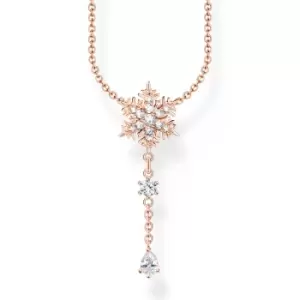 THOMAS SABO Rose Gold Plated Zirconia Snowflake Y Necklace