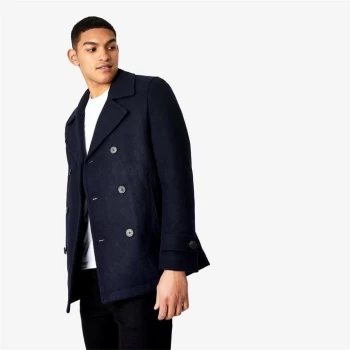 Jack Wills Frith Double Breasted Pea Coat - Navy