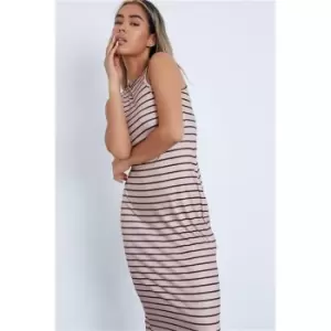 I Saw It First Stone Stripe Racer Bodycon Maxi Dress - Brown