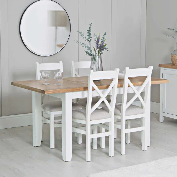 K Living Lina Lina 1.2M Butterfly Extending Table White