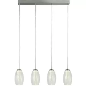 Searchlight Cyclone 4 Light Bar Pendant, Clear Glass 3000K