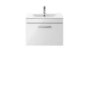 Nuie Athena 600 Wall Hung Single Drawer Vanity & Minimalist Basin - Gloss Grey Mist