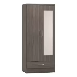 Seconique Nevada Mirrored 2 Door Wardrobe - Black Wood Grain