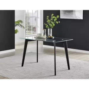 Furniturebox Malmo 4 Seat Rectangle Glass and Black Legs Dining Table