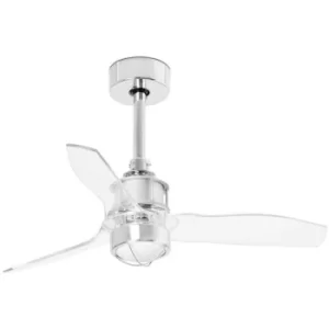 Faro JUST LED Chrome, Transparent Ceiling Fan 81cm, 3000K