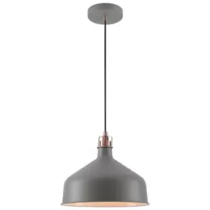 Medium Ceiling Dome Pendant, 1 x E27, Sand Grey, Copper, White - Luminosa Lighting